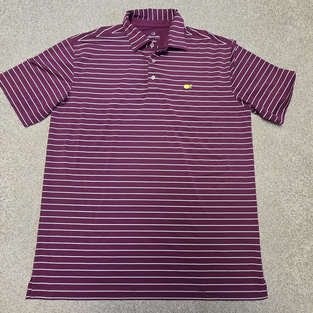 Masters Tech Augusta National Masters Golf Polo Shirt Men's Large Purple Stripe